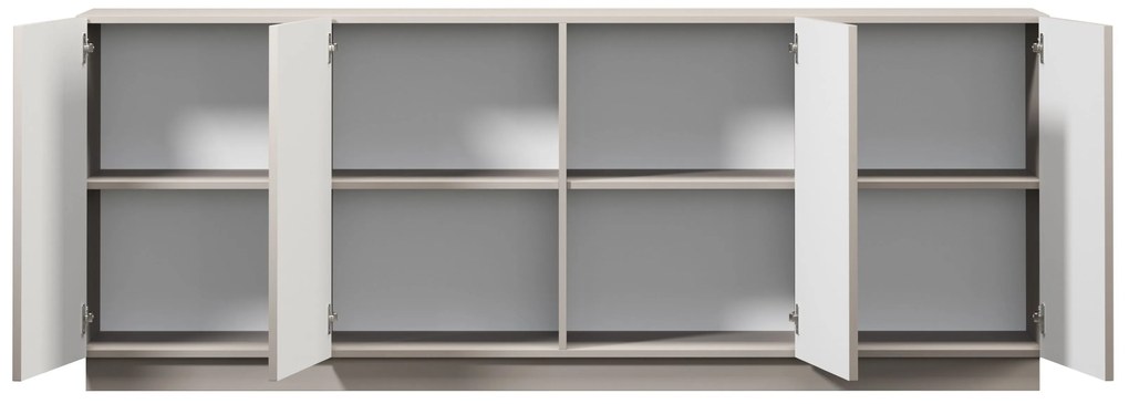 Komoda Lorini 200 cm na sokli - kašmírová / čierne úchytky G