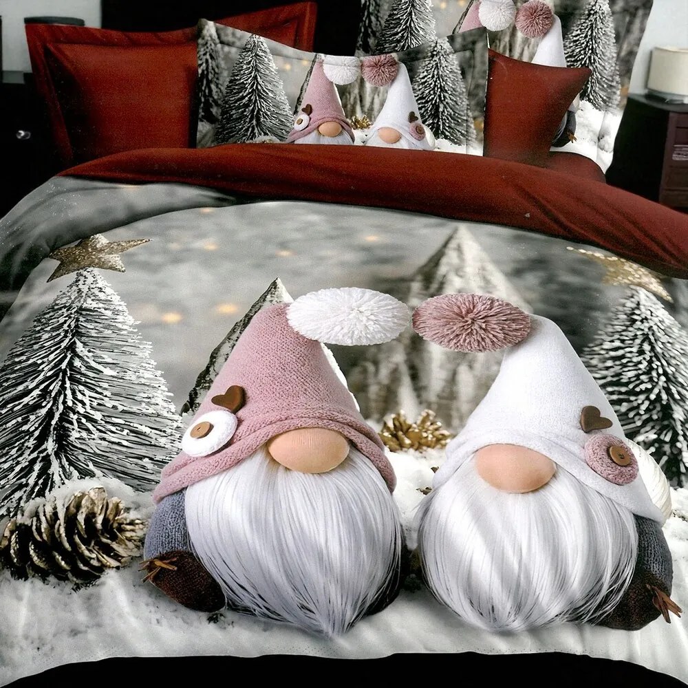 Francúzske obliečky Homa KIRIMAS grey GNOMS 6-dielna sada 200x220 cm