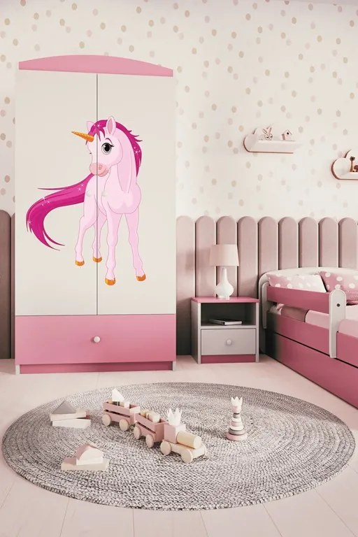 Detská skriňa Babydreams 90 cm jednorožec ružová II