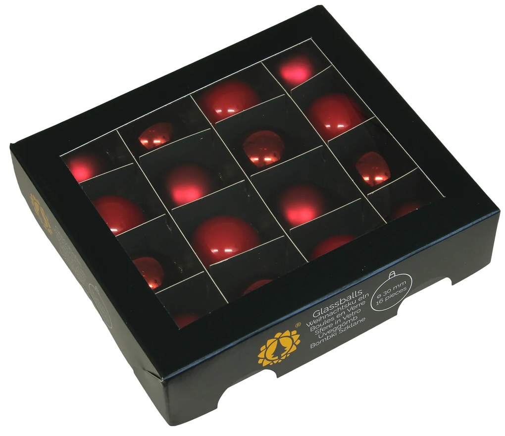 Kolekcia červených sklenených gúľ v troch odtieňoch Variant: šišky, Ø:6cm, 12ks