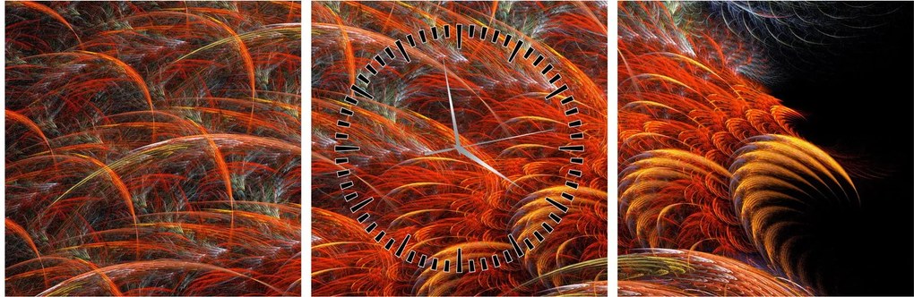 Obraz - Abstraktná imitácia peria (s hodinami) (90x30 cm)