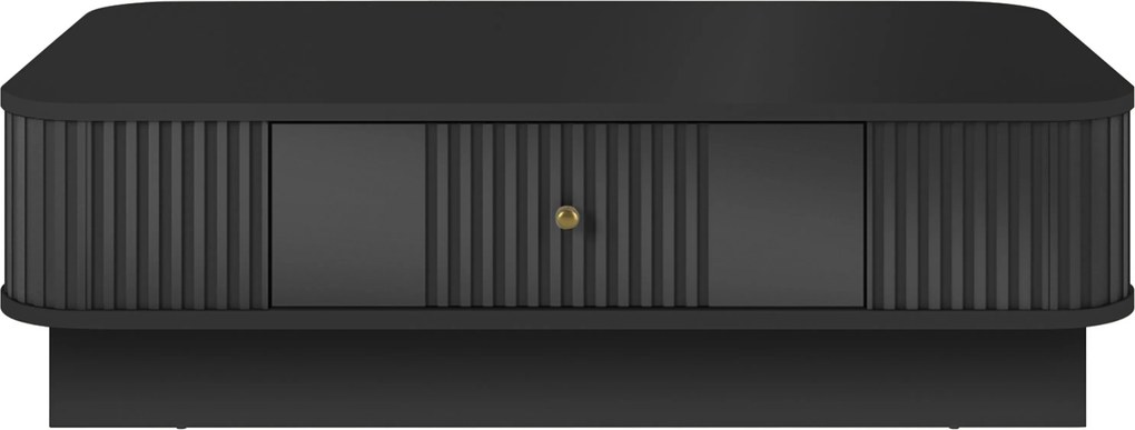 Čierny konferenčný stolík Vesper 103x60 cm so zásuvkou na sokli - zlatá úchytka