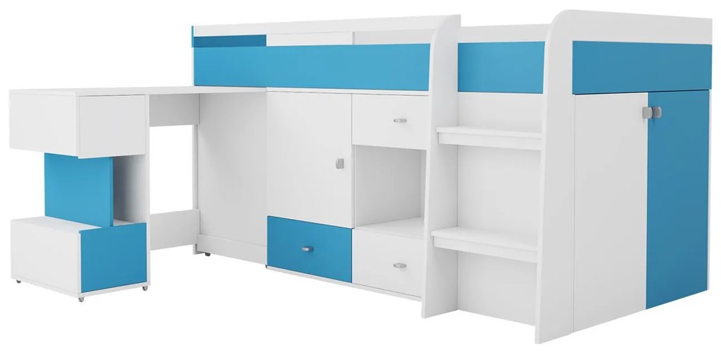 Posteľ do študentskej izby s písacím stolom Port OB21, Farby: biely / žltý