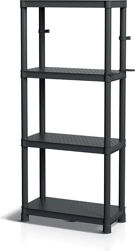 Prosperplast Regál plastový 4 police STACKARO SMALL 58 x 28 x 131,5 cm - čierny