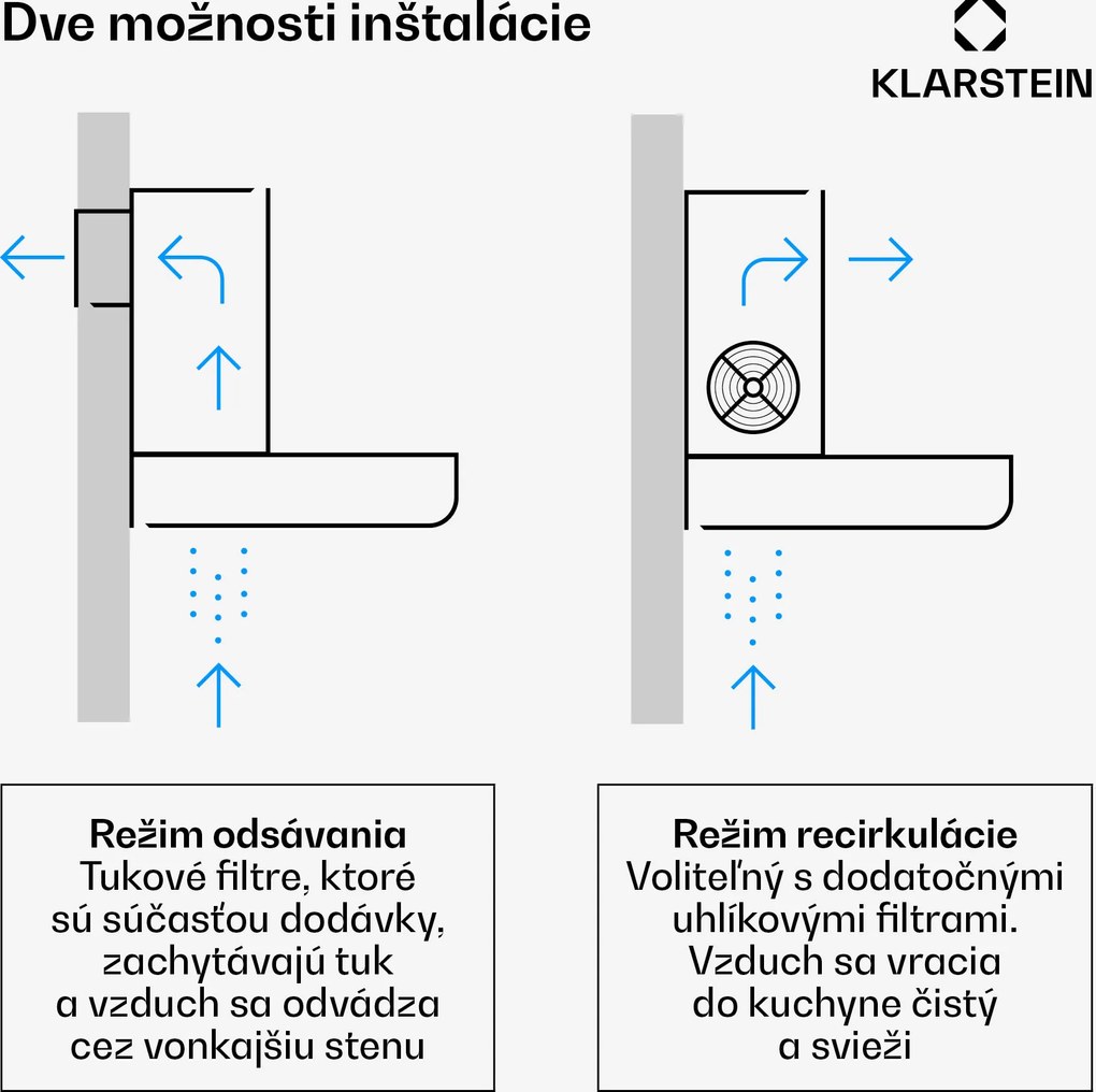 Klarstein Vinea, digestor, 60 cm, vstavaný, 610 m³/h, plochá konštrukcia, strieborný