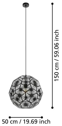 Eglo 39619 - Luster na lanku SKOURA 1xE27/60W/230V 50 cm čierna