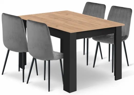 Jedálenský stôl NP so štyrmi stoličkami LAVA sivé