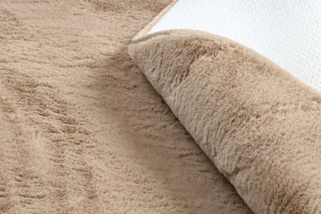 Protišmykový koberec POSH kruh Shaggy camel, béžový, plyš