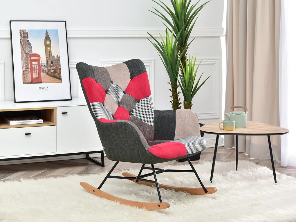 Kreslo Sibyla (patchwork + čierna). Akcia -18%. Vlastná spoľahlivá doprava až k Vám domov. 1110395