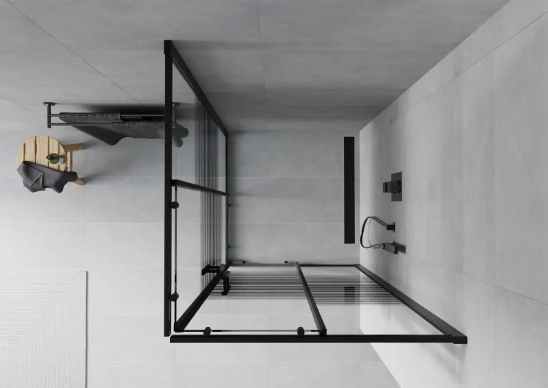 Mexen Rio štvorcová sprchová kabína 90 x 90 cm, čierne pásy, čierna - 860-090-090-70-20
