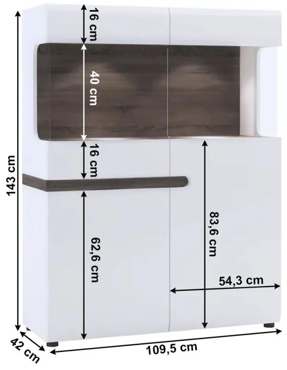 Kondela Vitrína LYNATET TYP 33, biela