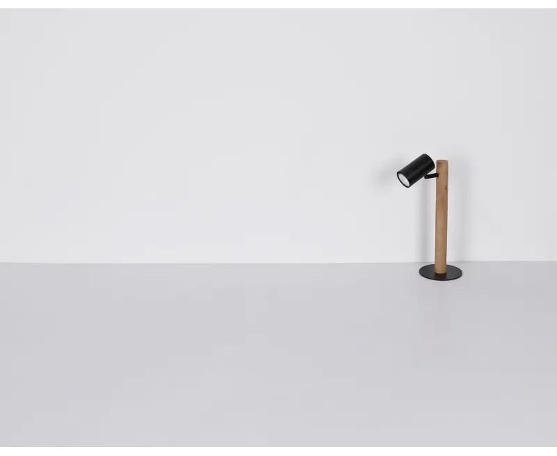 GLOBO Stolná flexibilná LED lampička HERTI, 1xGU10, 5W, drevená, čierna