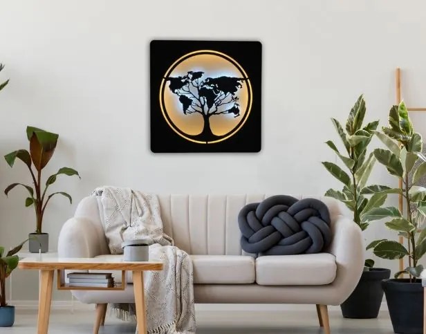 Svietiaci obraz mapa sveta v strome