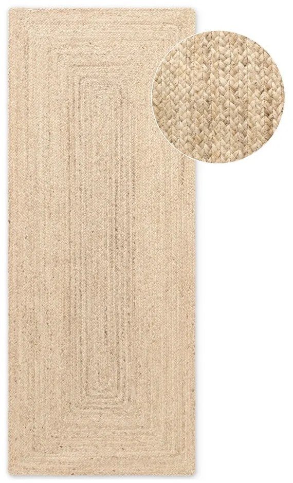 Obojstranný/ručne tkaný jutový behúň vo svetloprírodnej farbe 80x200 cm Sharmila Natural White – Hanse Home