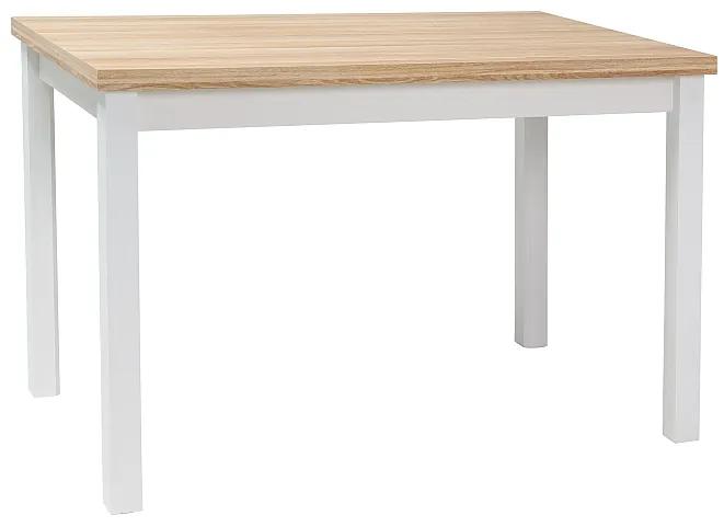 Biely jedálenský stôl s doskou v dekore dub ADAM 100x60