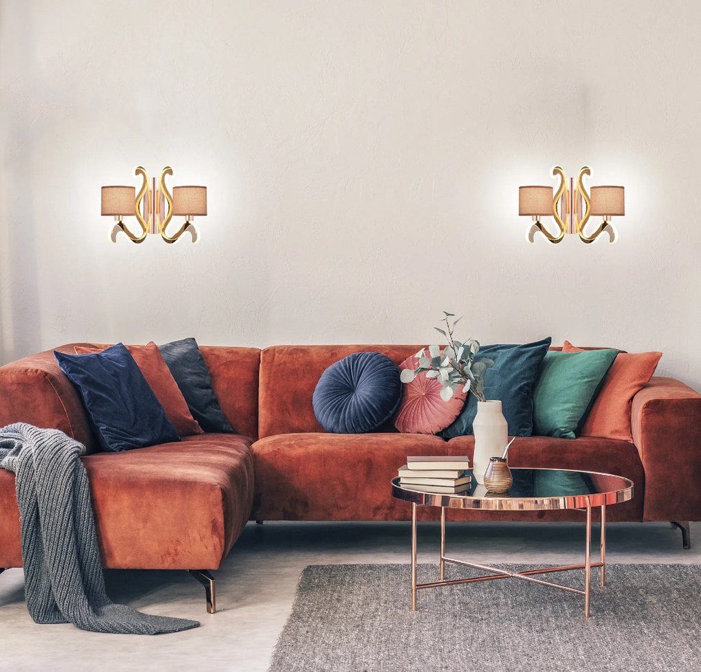 Candellux AMBROSIA 3 Nástenné svietidlo 2X40W E14 12,3W LED Copper 22-33529