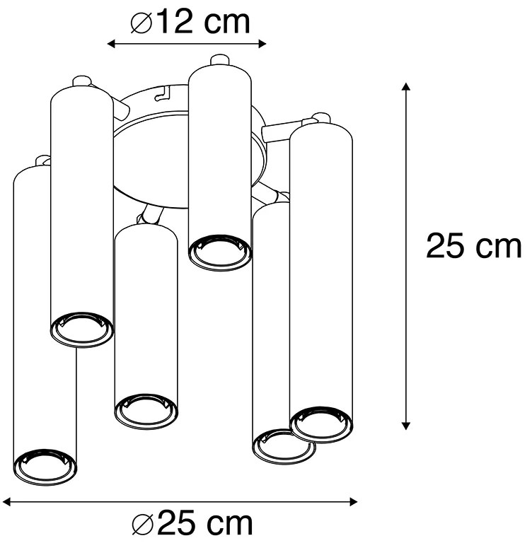 Stropné svietidlo v štýle Art Deco zlaté 6-žiarovkové - Tubi