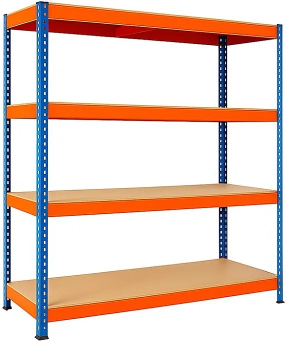 Regál 168x160x60 cm profesionálny 4-policový, nosnosť 1200 kg - modro-oranžový