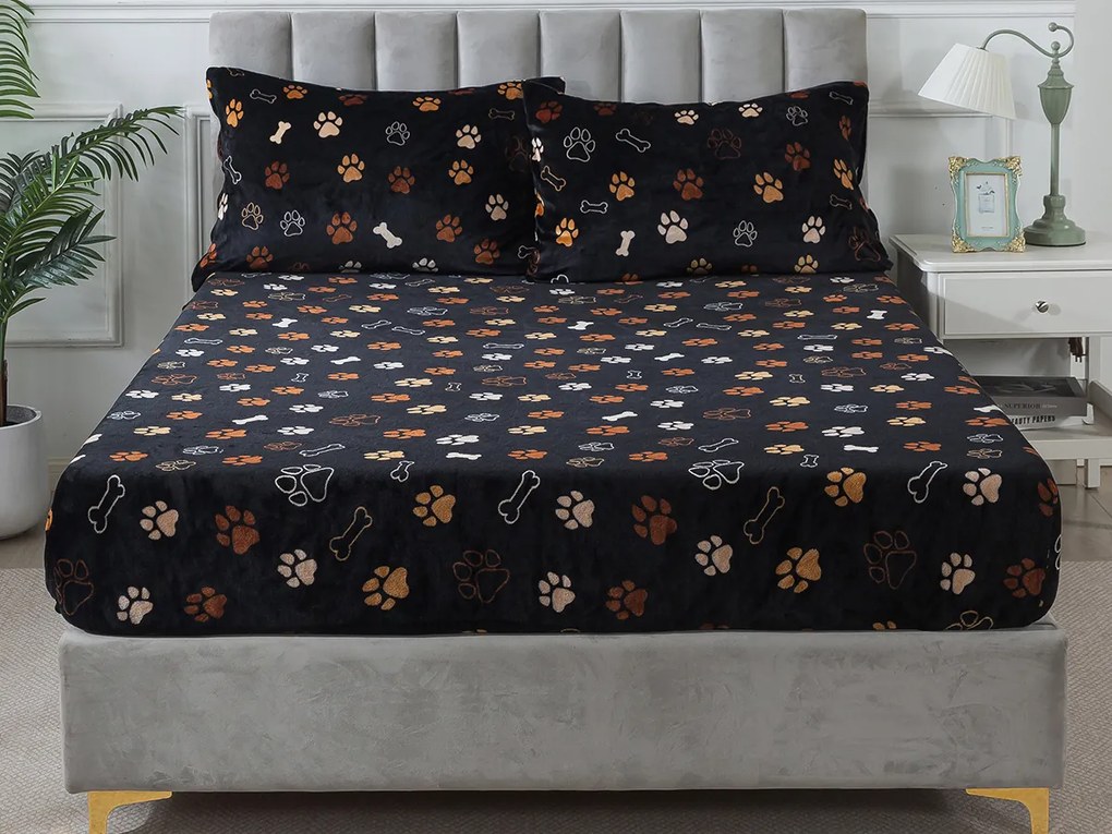 XPOSE® Mikroplyšová plachta LABKY Exclusive - čierna 90x200 cm