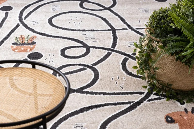 Dywany Łuszczów, Detský kusový koberec Fun Game llama beige, 80x150, béžová, detská izba