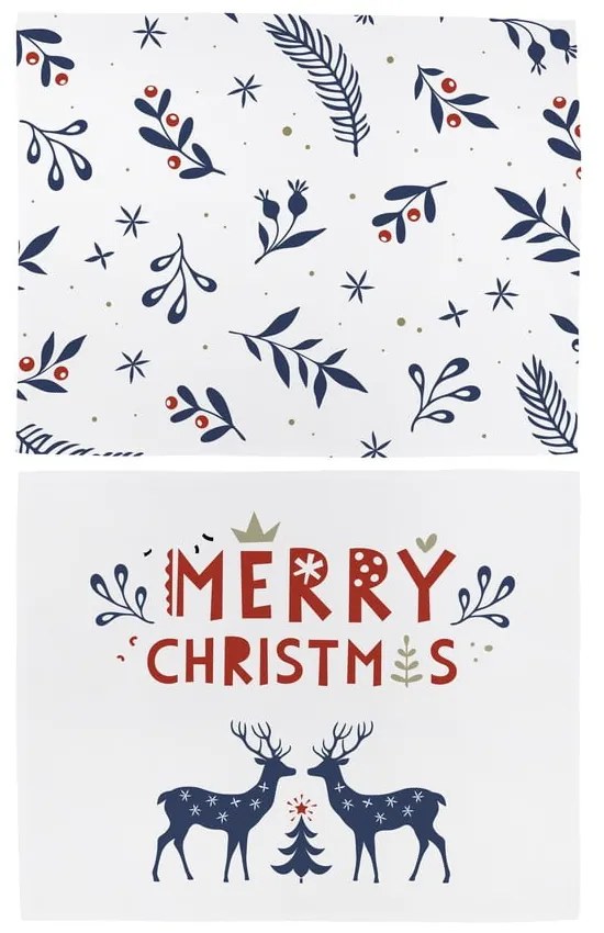 Vianočné látkové prestieranie v súprave 2 ks 45x35 cm Merry Blue Christmas - Butter Kings