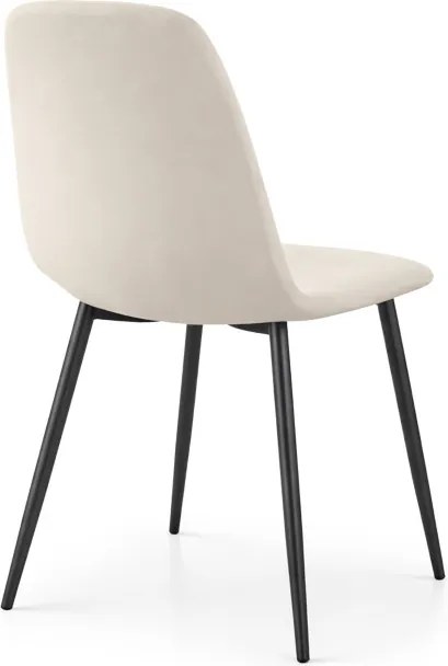 Sada ôsmich jedálenských stoličiek LUMO zamatové, béžové / čierne nohy (8 ks)