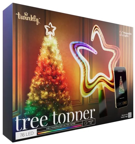 Twinkly TWTT030SPP-GUSB -LED RGB Stmievateľná vianočná hviezda 76xLED USB Wi-Fi