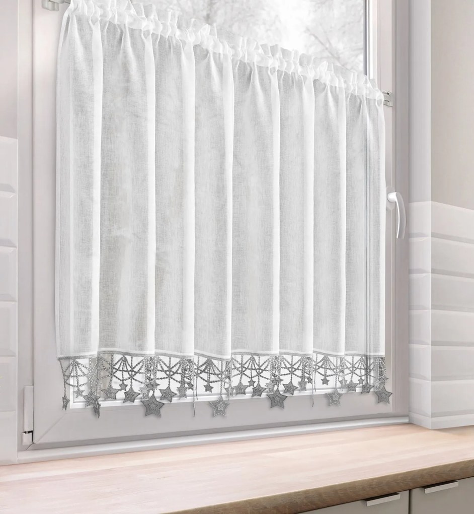 KRÁTKA VIANOČNÁ ZÁCLONA NA PÁSKE XMAS 90X150 CM HVIEZDY