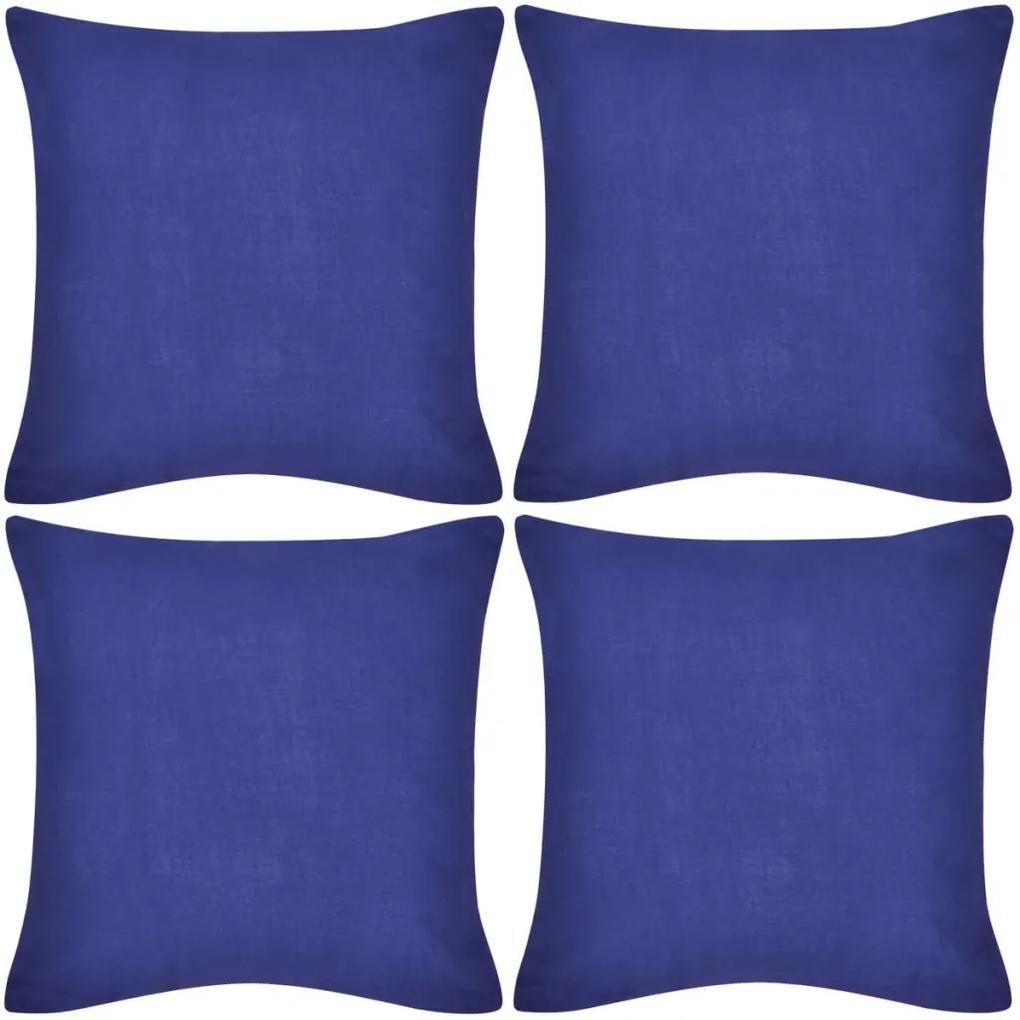 vidaXL Návliečky na vankúše, 4 ks, bavlna, modré, 80 x 80 cm