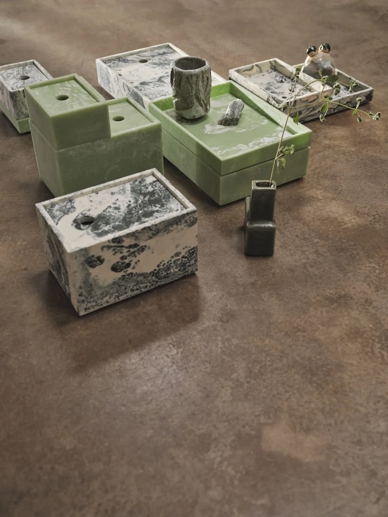 Ferm Living Úložný box Mist Emerald Off-white 15 × 20 cm