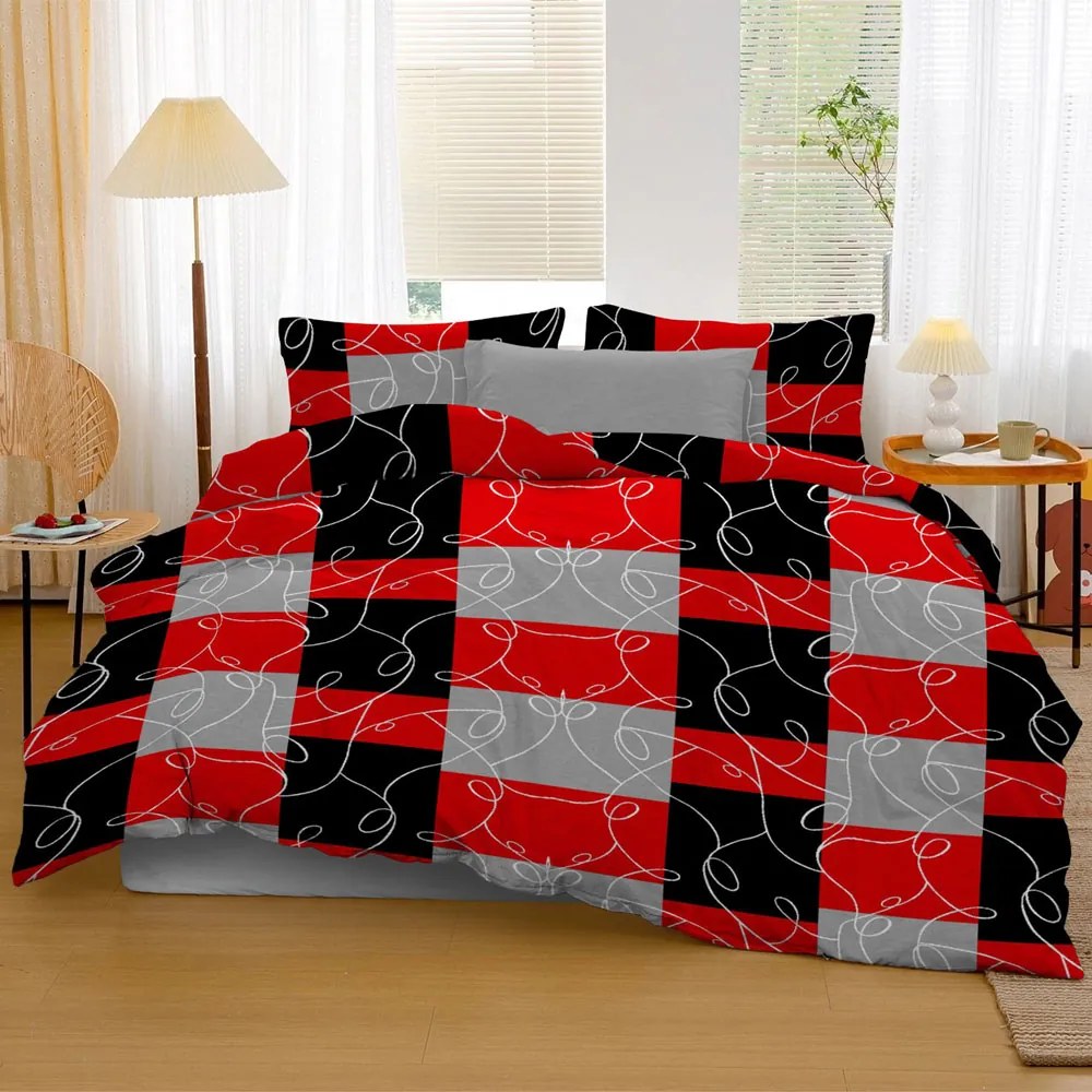 Bavlnené posteľné obliečky red & black 4-dielne