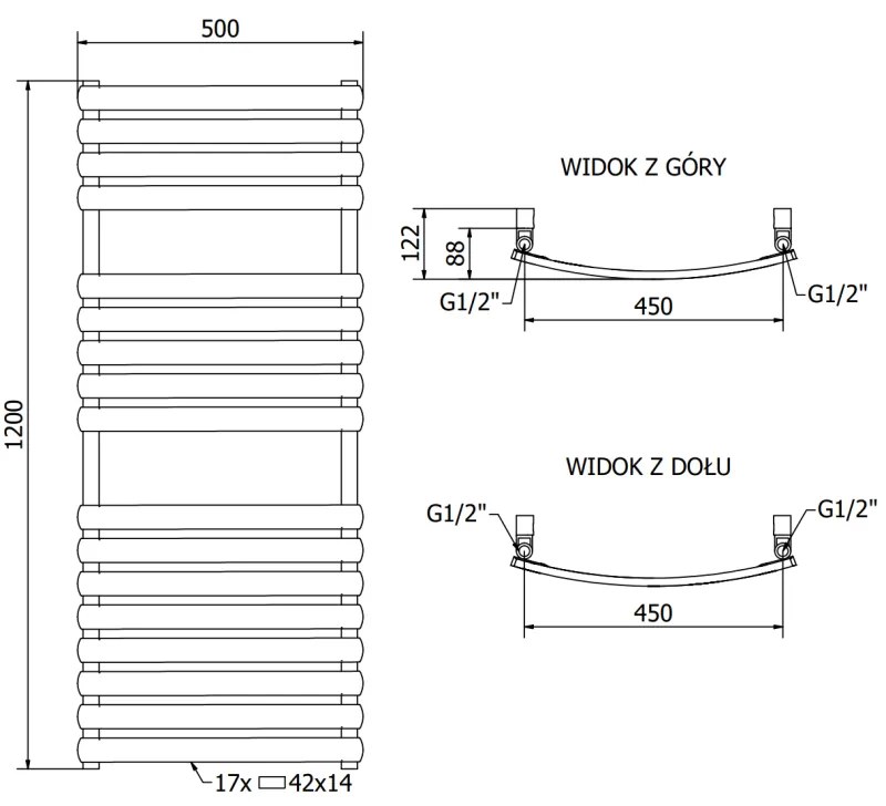 Mexen Bachus vykurovacie teleso 1200 x 500 mm, 619 W, biela, W109-1200-500-00-20