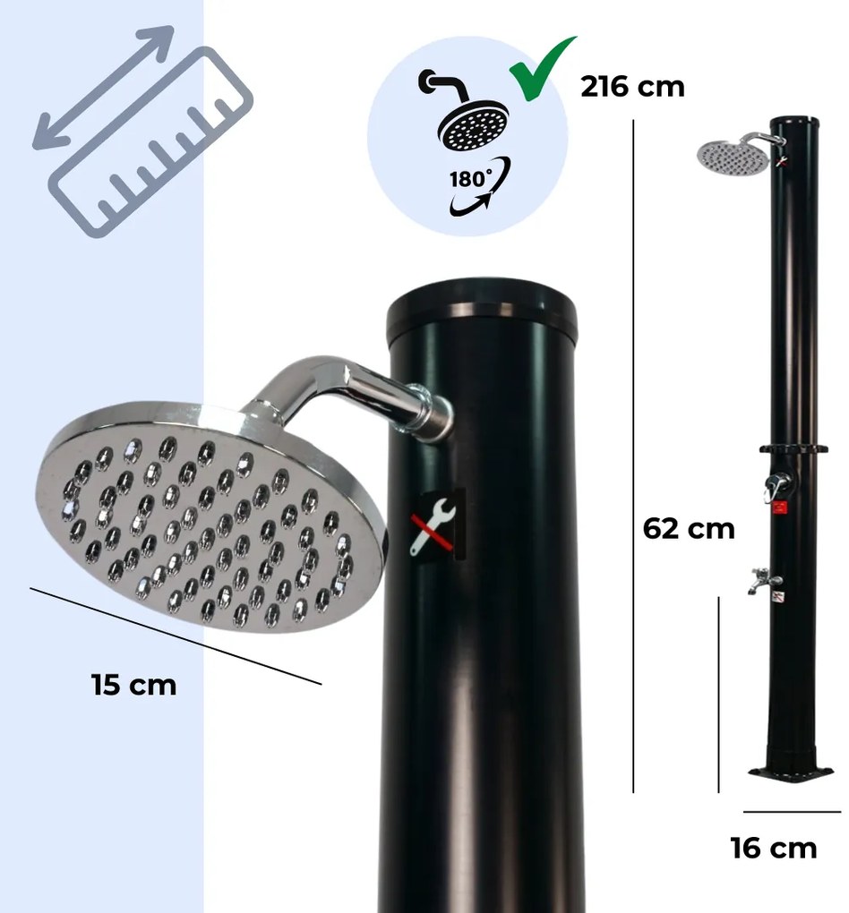 Jurhan Solárna sprcha DELFINA, 20 l, čierna