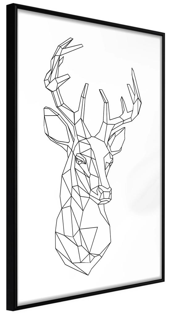 Artgeist Plagát - Geometric Deer [Poster] Veľkosť: 20x30, Verzia: Čierny rám s passe-partout
