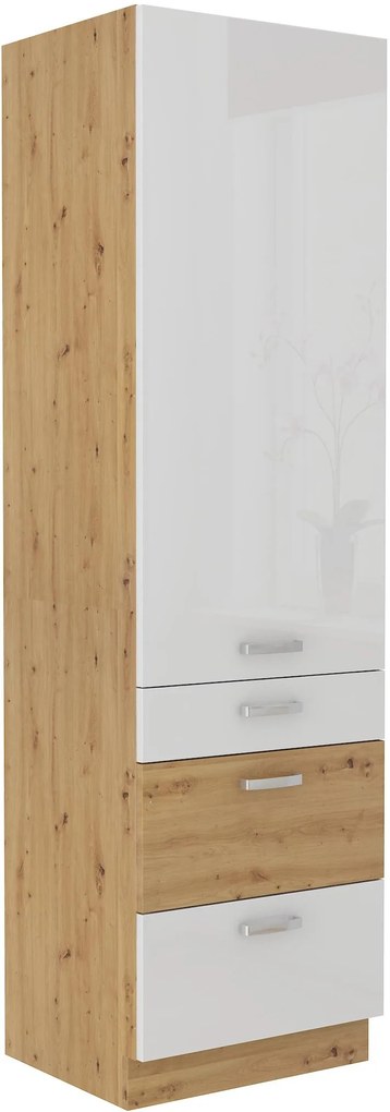Potravinová kuchynská skrinka Arryn 60 DKS-210 1F 3S (korpus: dub artisan / front: lesk biely). Vlastná spoľahlivá doprava až k Vám domov. 1134394