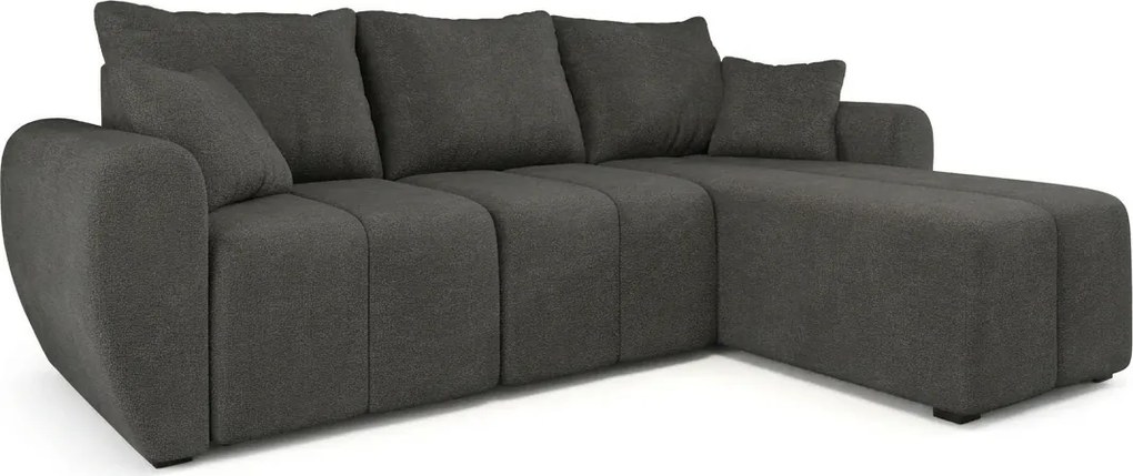Rozkladacia obojstranná sedacia súprava do L SEVIO 246x145 cm, tmavo sivá + 2 vankúšiky ZDARMA