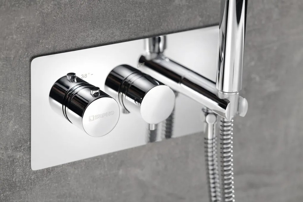 Sapho, RHAPSODY podomietková sprchová termostatická batéria vrátane ručnej sprchy, 2 výstupy, chrómová, 5508