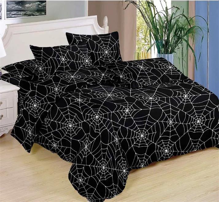 7-dílné povlečení pavučina bavlna/mikrovlákno černá 140x200 na dvě postele