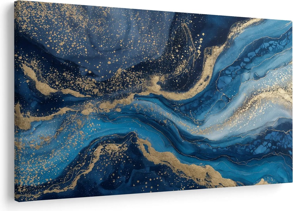 Obraz - Modrozlatý abstraktný mramor (90x60 cm)