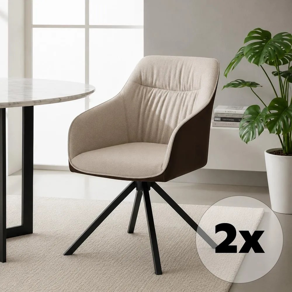 Set - 2 ks Jedálenská stolička AVENBERG LARO – otočná, béžovo-hnedá