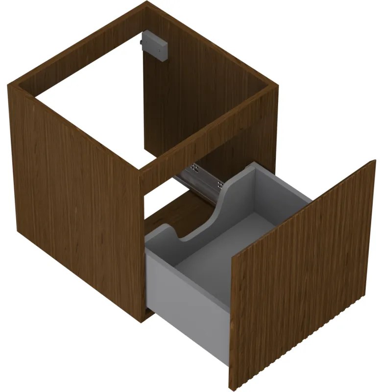 Mexen Rivel, kúpeľňová skrinka 45 cm, 1 zásuvka, drážkovaná, orech, 91A20-04547-1-BF86