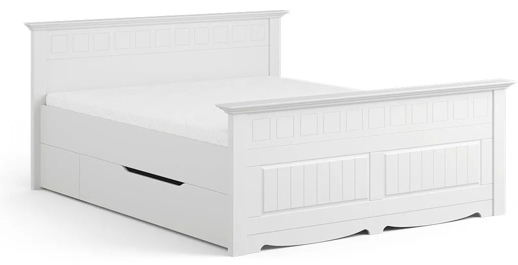 PROXIMA.store - Masívna rustikálna posteľ + zásuvka - BELLUNO ELEGANTE ROZMER: pre matrac 90 x 200 cm, FARBA: biela