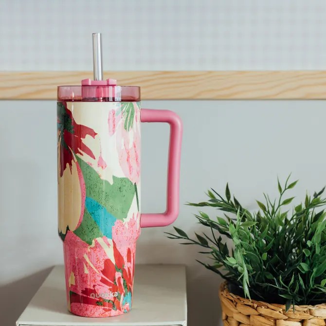 Nerezový termohrnček so slamkou Stream Pink Flambe 950 ml