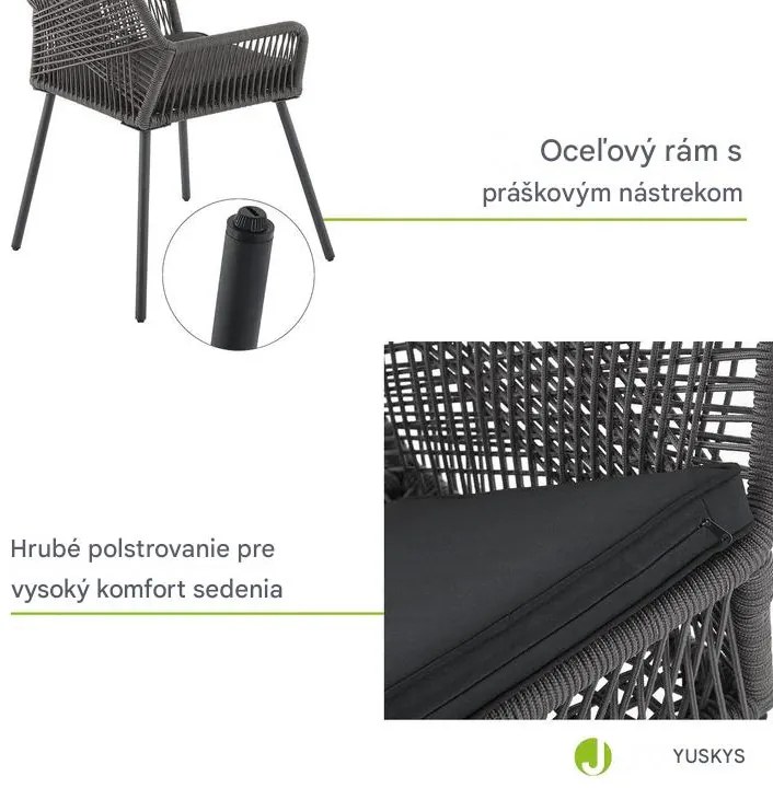 InternetovaZahrada Kovové kreslá Kastos 2 ks - sivá