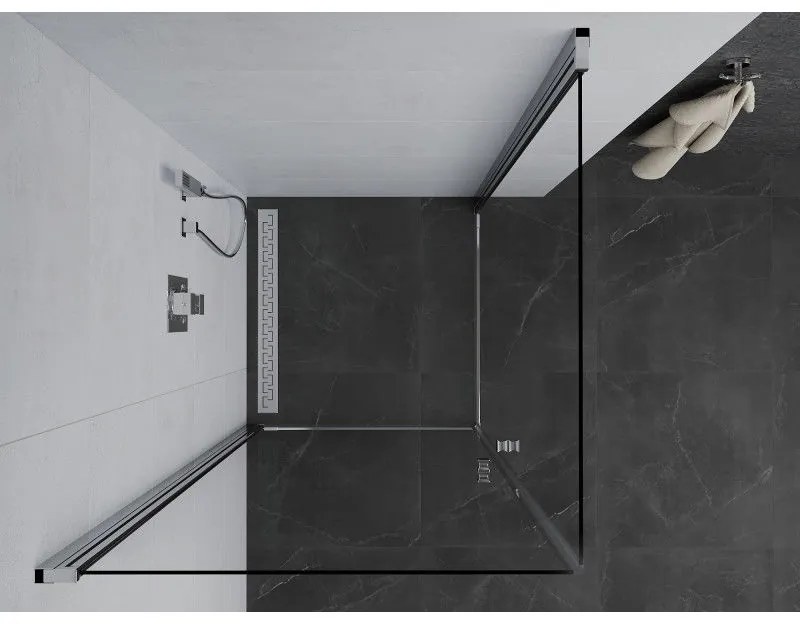 Mexen Pretoria DUO sprchovací kút 80x80cm, 6mm sklo, chrómový profil-číre sklo, 852-080-080-02-00