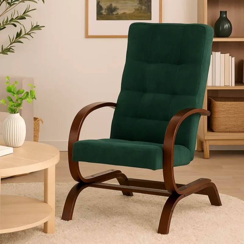 Kreslo Lux, zelená (AN 3207/orech)