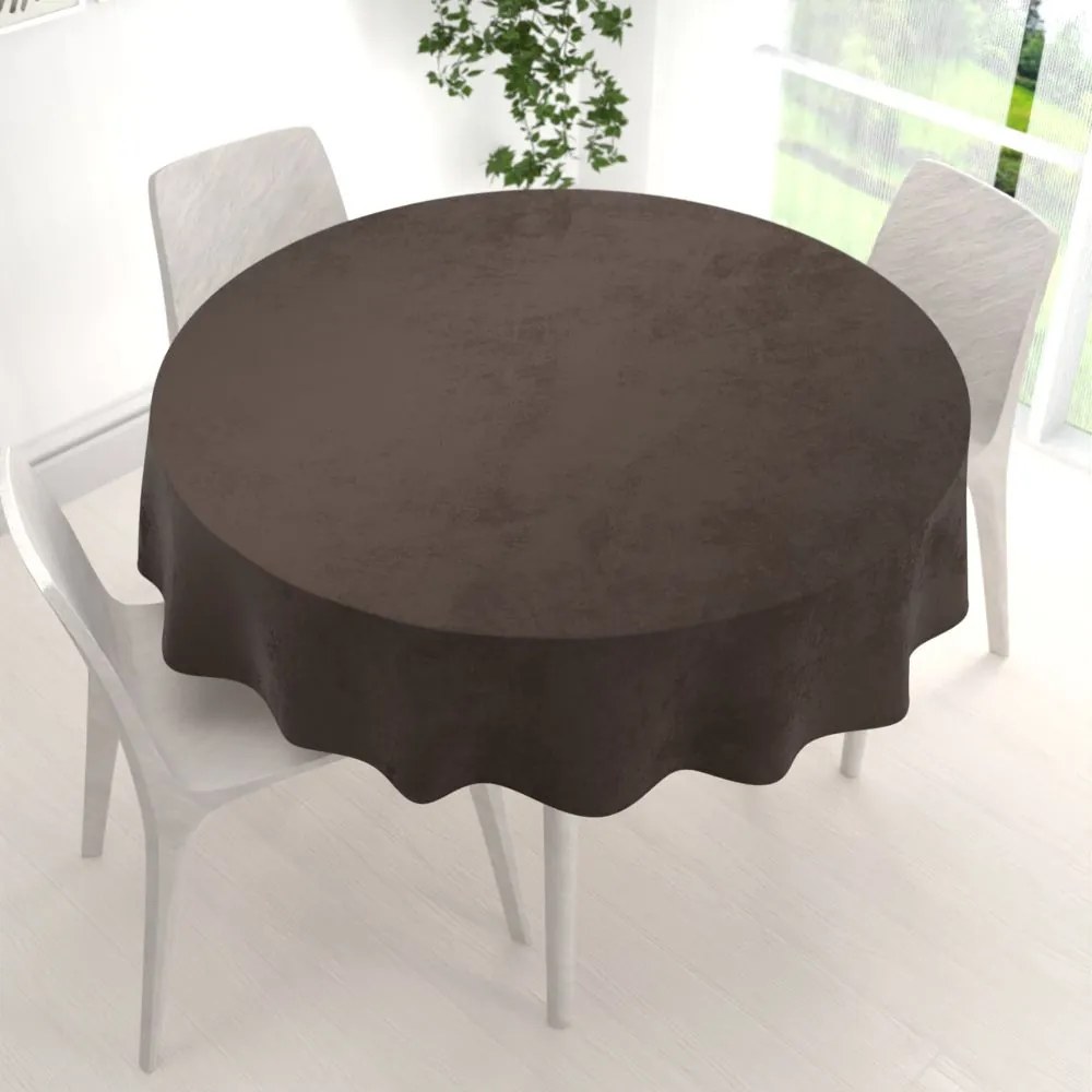 Biante Veľký zamatový okrúhly obrus Velvet Premium SVP-016 Tmavo hnedý Ø 220 cm