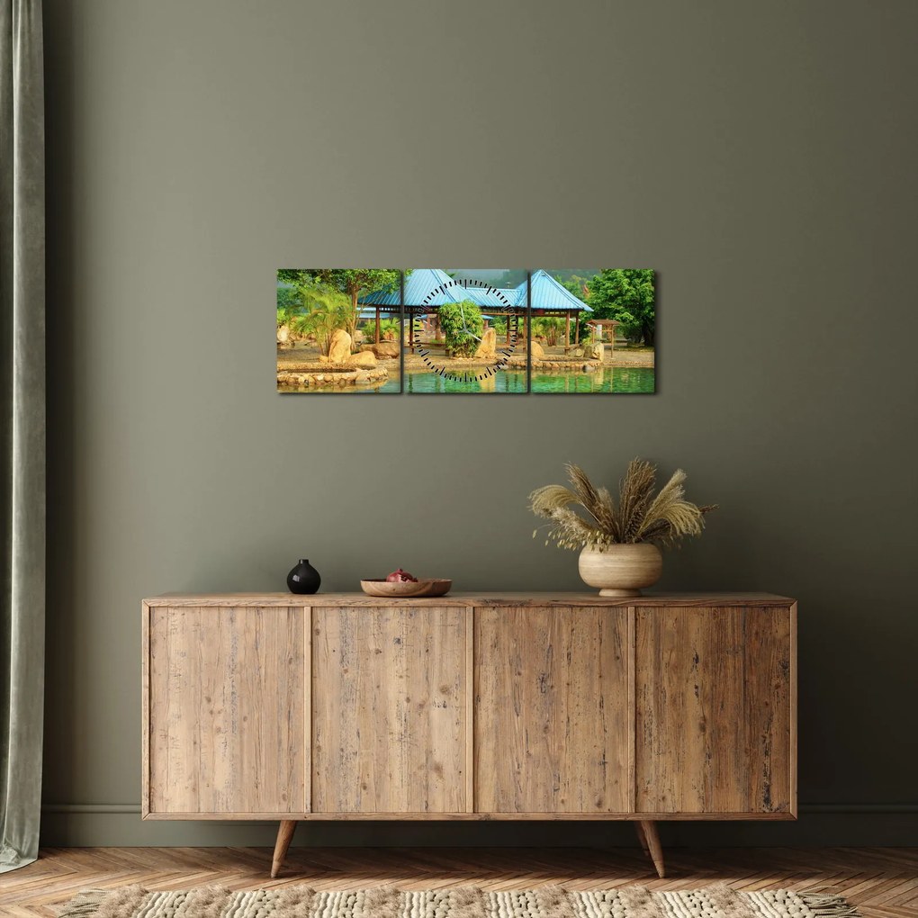 Obraz - Shanghai hotel park (s hodinami) (90x30 cm)