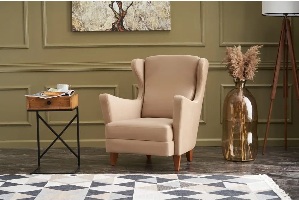 Béžové kreslo ušiak Lola Brejer – Artie