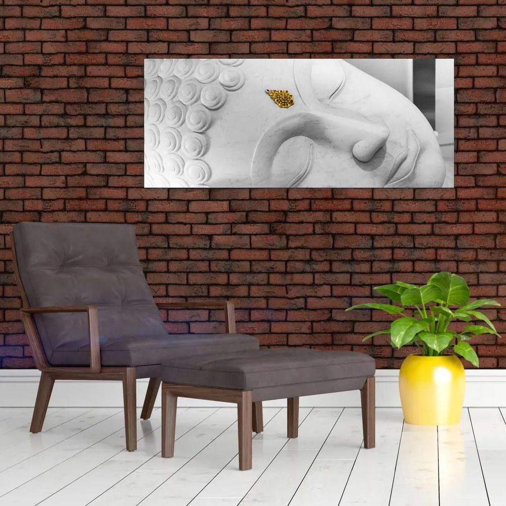 Obraz - Biely Budha (120x50 cm)